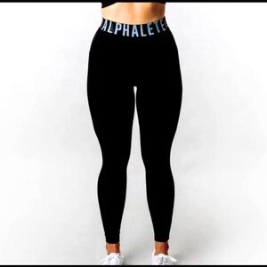 Alphalete Bonded Joggers Womens Black/ White Logo Pockets Size Small NEW